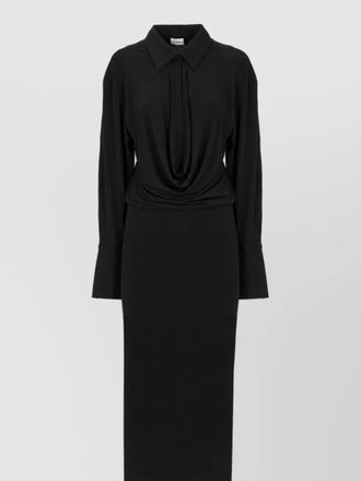 Andamane draped long-sleeve midi dress