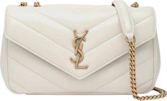 Saint Laurent Loulou Small Chain Bag - Dames - Schoudertassen - Beige - ONE Size - Katoen - Tassen