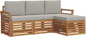 vidaXL Conjunto De Sof&aacute;s De Exterior 4 Uds. Gris Natural Y Claro Vidaxl