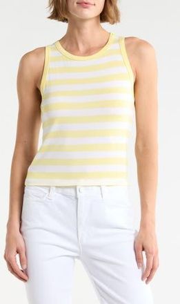 Splendid Lulu Stripe Tank in White/Buttercup at Nordstrom Rack, Size X-Large
