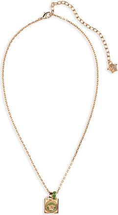 Versace Enamel Pendant Necklace in Versace Gold Green Grass at Nordstrom