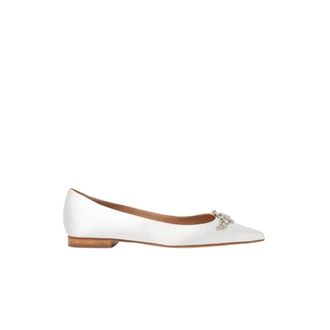 Scarosso Ballerinas, female, White, Size: 6 US Iris Satin Strass