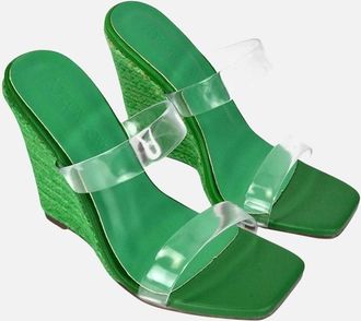 XY London Womens XY London Womens/Ladies Shea Strappy Wedge Espadrilles - Green - Size: 4