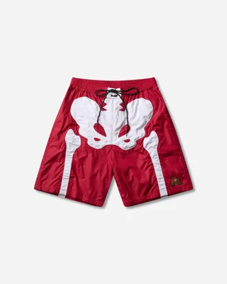 KAPITAL Men s Nylon Bone Swim Trunks Red