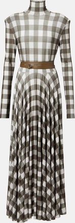 Norma Kamali Abito midi in jersey a quadri