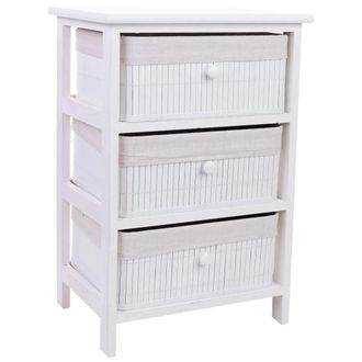Wanderlust Deco Cajonera de madera con 3 cajones de bamb&uacute; forrados 40 x 29 x 58h cm