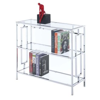 Convenience Concepts Town Square Chrome 3 Tier Bookcase, Clear Glass/Chrome Frame