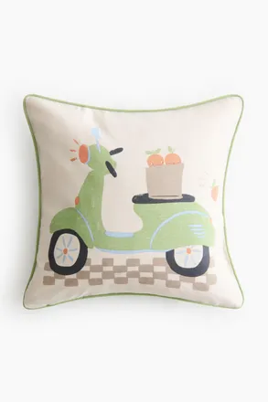 H&M Kissenh&uuml;lle aus bedrucktem Baumwollcanvas - Gr&uuml;n/Roller
