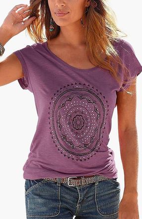 Lascana Womens Mosaic Boho Print Top in Berry at Nordstrom, Size 6