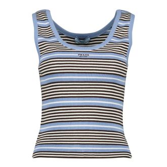 Prada Sleeveless Tops, female, Blue, Size: M Sleeveless Tops