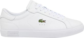 Lacoste Powercourt Logo Sneakers - Heren - Sneakers - Wit - 44 EU - Leer - Schoenen