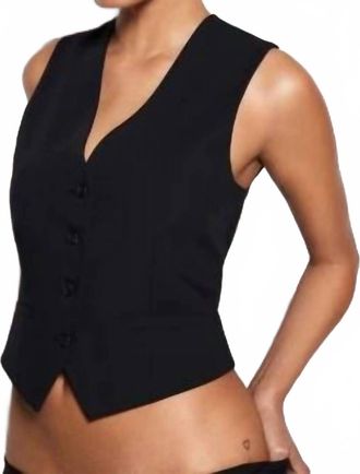 Good American Faux Front Pocket Suiting Vest In Black