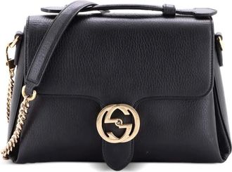 Gucci Interlocking Top Handle Bag Leather Medium shoulder bag - Nero