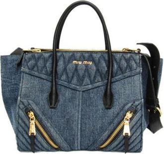 Miu Miu Pre-owned Handbags, female, Blue, Size: ONE SIZE Pre-owned Rn1032 Biker Handbag