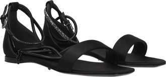 Max Mara Womens Black Satin Flat Sandals