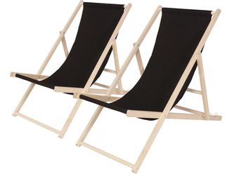 Habitat et Jardin Juego De 2 Tumbonas De Madera chilienne - Negro