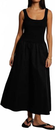perfectwhitetee Fabiola Poplin Tank Dress In True Black