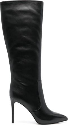 Michael Kors Rue Leather Knee Boot - Dames - Laarzen met Hak - Zwart - 40 EU - Leer - Schoenen