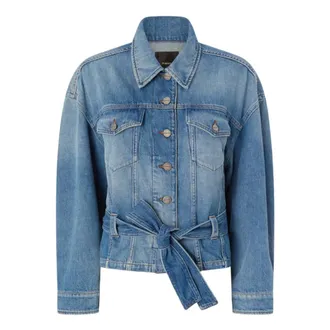 Pinko Denim Jackets, female, Blue, Size: XS Pinko Coats Denim