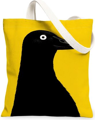 Generic Stylish Bird Canvas Tote Bags, Animal Print Reusable Grocery Bags, Summer Lightweight Washable Shoulder Strap Canvas for Tr, Yellow, 13x15 Inch