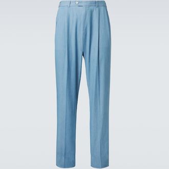 Dunhill Pleated straight cotton suit pants