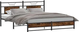 vidaXL Metal Bed Frame without Mattress Smoked Oak 183x213 cm Vidaxl