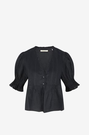 D&ocirc;en Top aus Voile mit V-Ausschnitt und Puff&auml;rmeln Karlie