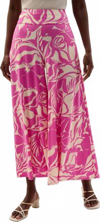 Joseph Ribkoff Floral Pull-On Culotte Pants In Beige/pink