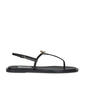 Toteme Flat Sandals, female, Black, Size: 11 US T-strap Nappa Sandals