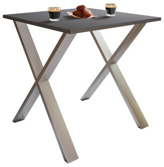 ebuy24 Mesa De Comedor De Madera Vcm Premium Al. 76 X An. 80 X P. 50 Cm Mesa De Comedor De Cocina Mesa Xona X (plata / Antracita)
