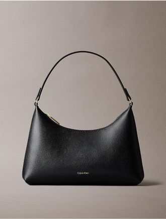 Calvin Klein Womens Foil Logo Small Shoulder Bag - Black