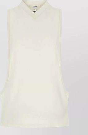 Versace medusa tank top ribbed collar sleeveless v neckline