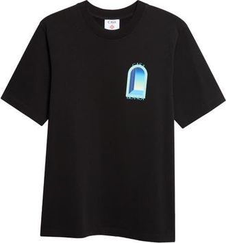 Casablanca Classic Graphic Organic Cotton T-Shirt in Black Jersey at Nordstrom, Size Small