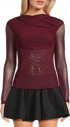 Nia Aria Mesh Long Sleeve Top In Chianti Red
