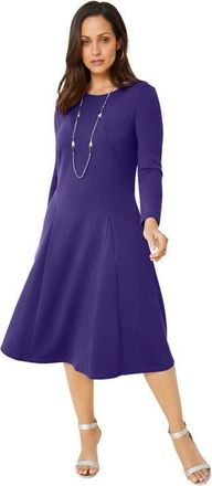 Jessica London Long Sleeve Stretch Ponte Dress in Midnight Violet at Nordstrom, Size 22