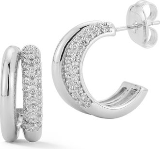 Glaze Jewelry Cubic Zirconia Pav&eacute; Double Hoop Earrings in Silver at Nordstrom Rack