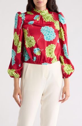 By Design Seraphine Long Sleeve Mock Neck Top in Tossed Hydrangea at Nordstrom Rack, Size X-Small