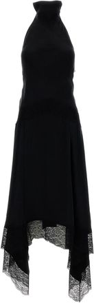 Andamane Black Satin Tish Lingerie Maxi Dress