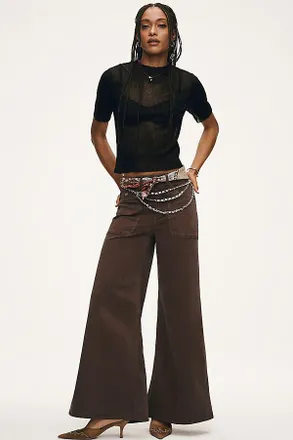 Pilcro High-Rise Wide-Leg Flare Pants