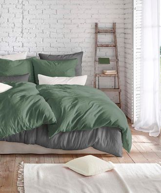 Fleuresse Bettwäsche »Provence in Gr. 135x200, 155x220 oder 200x200 cm« 2 Stk. tlg. Halbleinen, 50% Baumwolle, 50% Leinen, Gr. 135x200, 155x220, 200x200cm