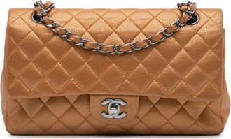 Chanel Pre-owned Womens Classic Flap Bag Medium Quilted Leather - Beige - One Size