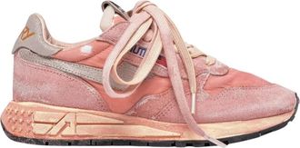 Autry Pink Leather Trainers with US Flag Logo