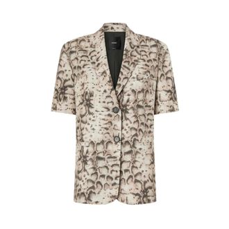 Pinko Blazers, female, Beige, Size: M Short-sleeved Jacket with Snake Print