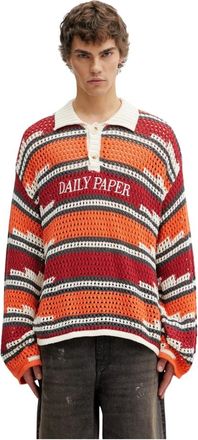 Daily Paper Clothing Truien & Vesten, Heren, Veelkleurig, L, Katoen, Kente Stripe Gebreide Polo