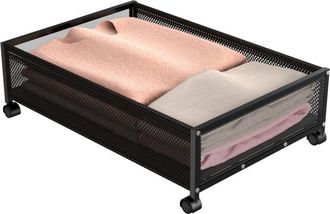 OEM Contenedores De Almacenamiento Negros Para Debajo De La Cama, Juego De 2 Con Ruedas, Tapa Y Cajones Integrados, Dise&ntilde;o Compacto, F&aacute;cil Deslizamiento -