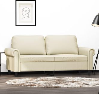 vidaXL Sof&aacute; De 2 Plazas De Cuero Sint&eacute;tico Color Crema 140 Cm Vidaxl