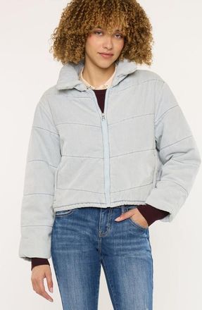 Kancan Luciana Denim Puffer Jacket in Light Wash at Nordstrom, Size X-Large