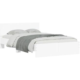 vidaXL Bed Frame with Headboard and led White 140x200 cm Vidaxl