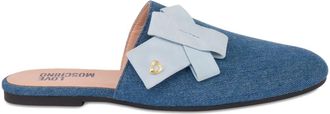 Love Moschino bow detail mules - women - Goat Skin/Cotton/Fabric/Rubber - 40 - Blue