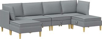 vidaXL Juego De Sof&aacute; Modular Con Almacenamiento 6 Uds. Gris Claro Tela Vidaxl